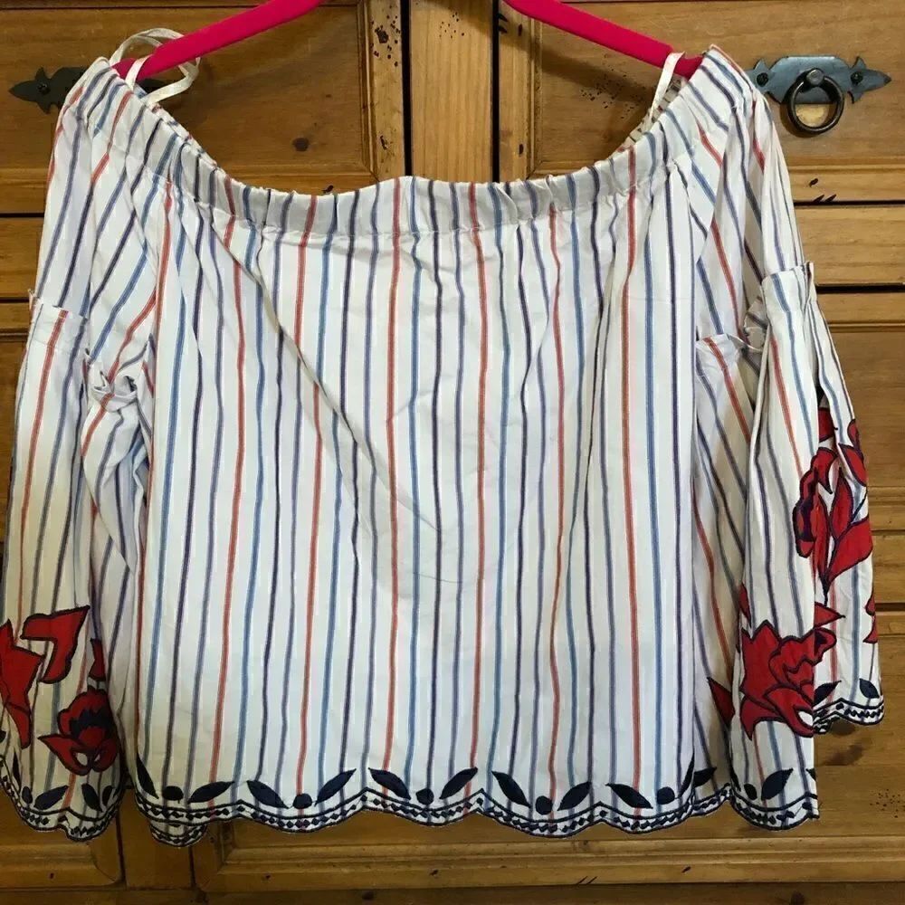 NWT Parker Dane Off-Shoulder Embroidered Blouse M